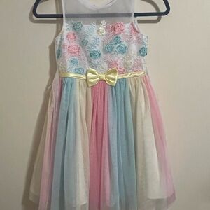 Jona Michelle Pastel Floral Kids Dress with Bow